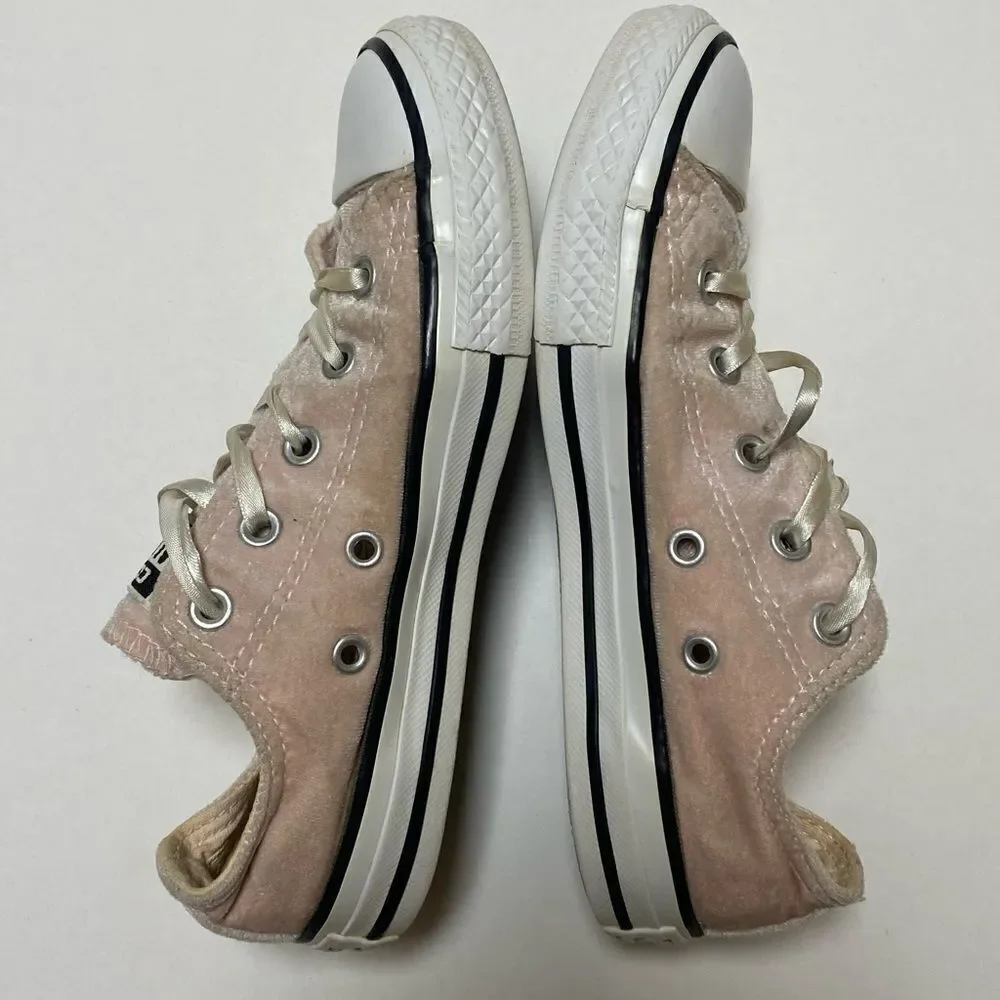 Converse CTAS Youth Baby Pink Velour OX Sneakers